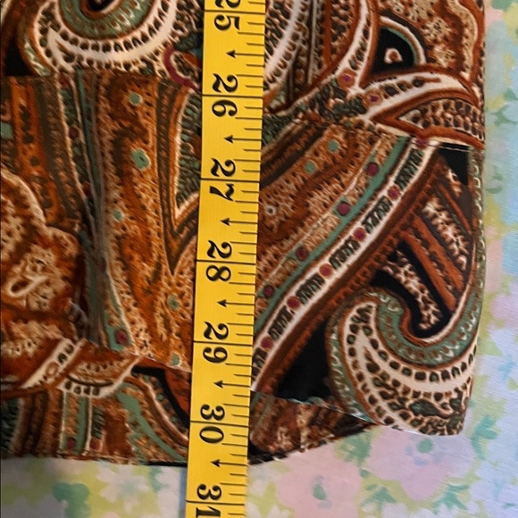 Zara | Paisley V-Neck Satin Blouse w. Bell Sleeves Relaxed Fit Size XS - Picture 8 of 8